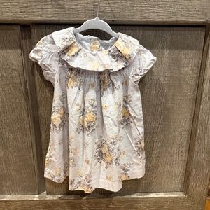 Pale blue collared dress with yellow flowers